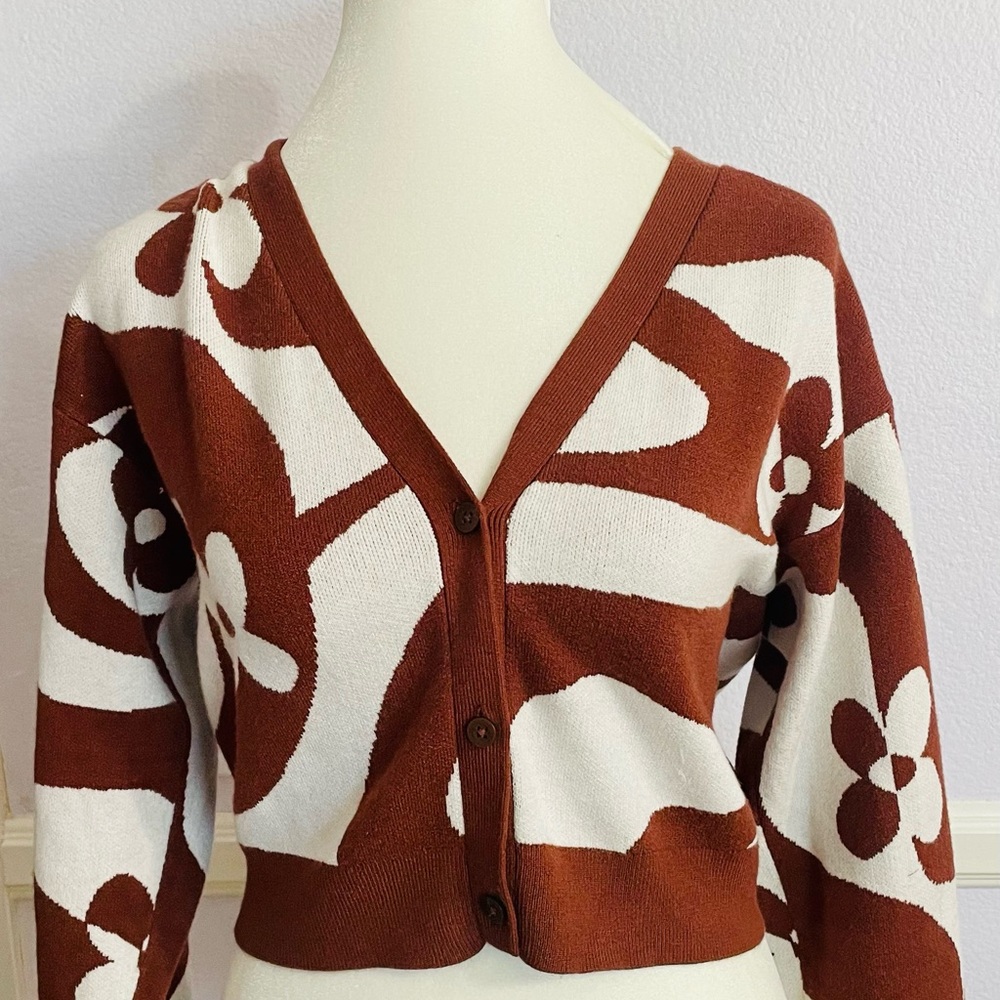LA hearts flower printed cardigan